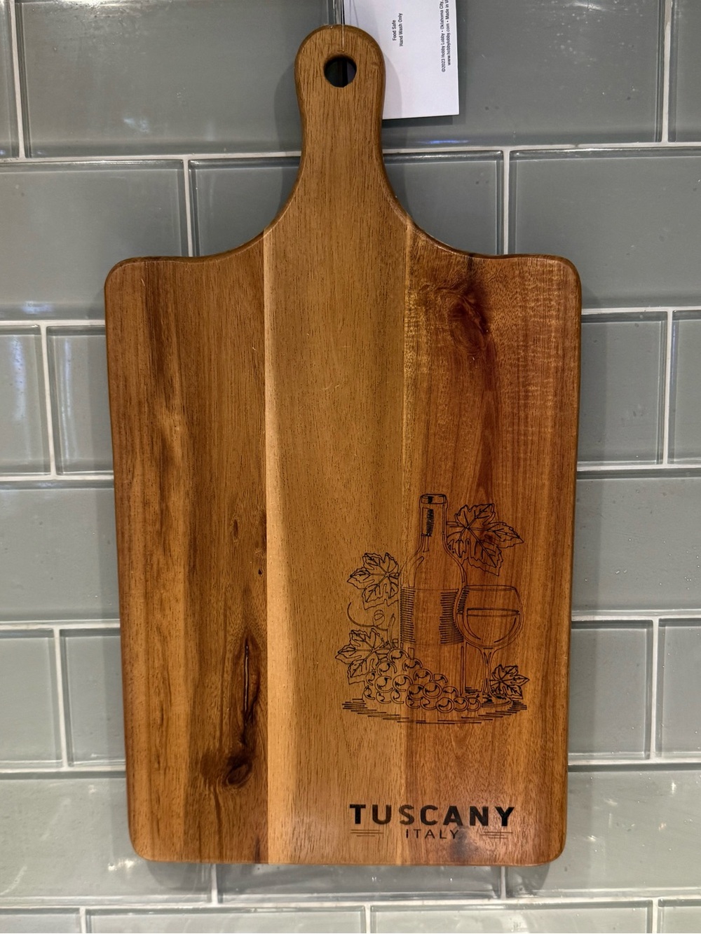 Tuscany Italy Engraved Acacia Wood Cutting Serving Charcuterie Board Brown NWT